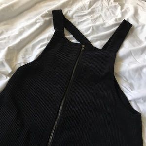 Zippered corduroy overall dress